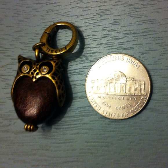 *SOLD* Fossil Owl Charm Wooden - Picture 4 of 4