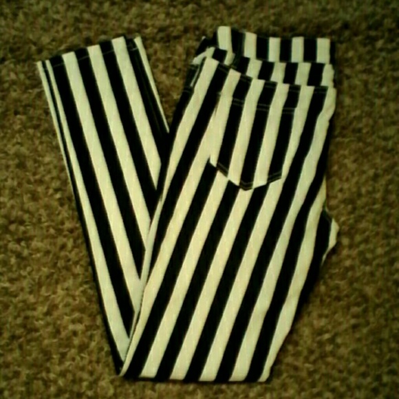 Black and white striped  jeans.   NWOT