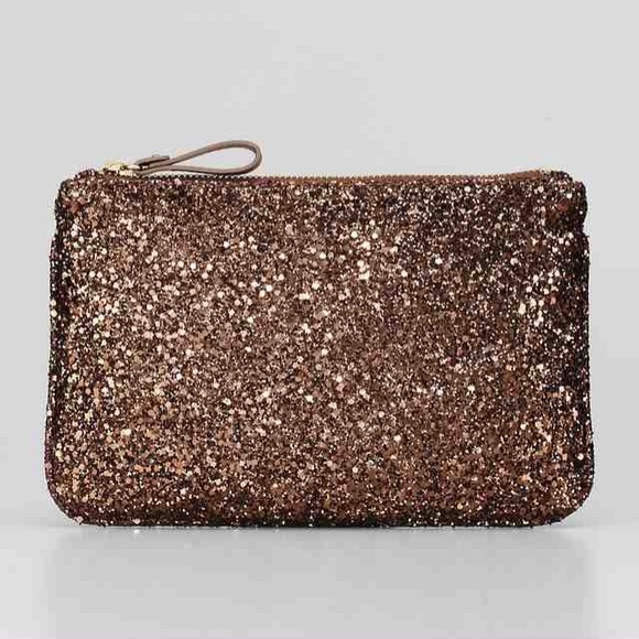 Ann Taylor Handbags - Glitter sequined  zip up clutch