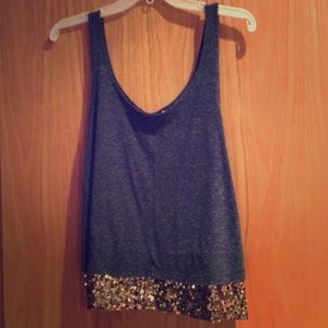 Mudd Navy-Gold Sequence Tank Top