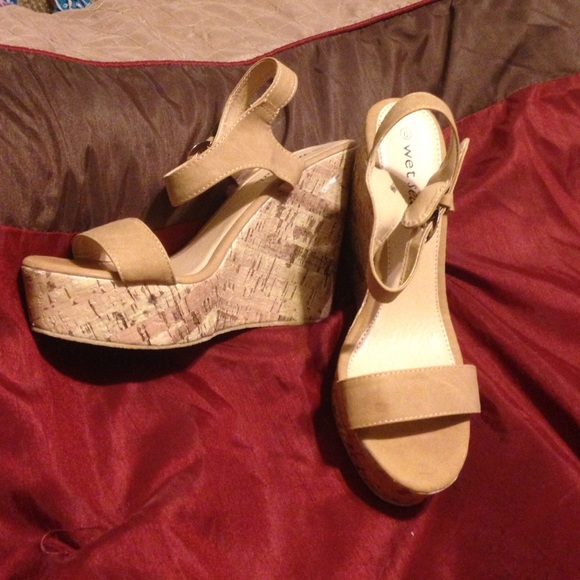 Nude Neutral Summer Strap Cork Wedges