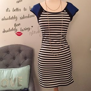 Dresses - Striped minidress w/ blue shoulder detail 😻#Cute Dresses - Striped minidress w/ blue shoulder detail 😻#Cute
