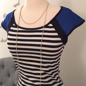 Dresses - Striped minidress w/ blue shoulder detail 😻#Cute Dresses - Striped minidress w/ blue shoulder detail 😻#Cute
