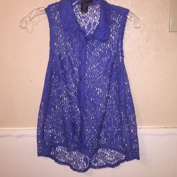 Blue Lace Button Up - Picture 1 of 1