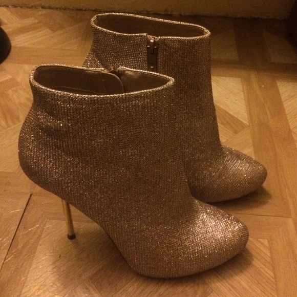 Gold qupid heeled booties
