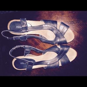 Black wedge sandals