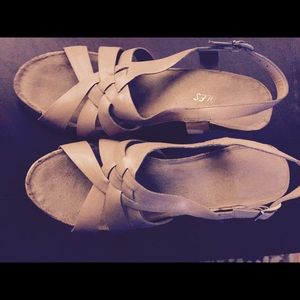 Tan wedge sandals