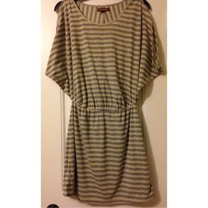 Hive and Honey yellow and gray striped sun dress