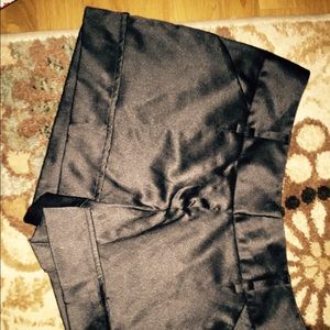 Black silky dress shorts