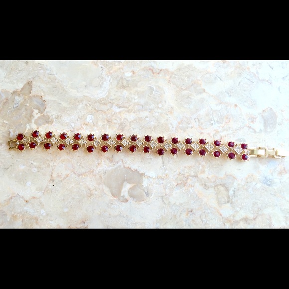 18k Gold Plated Red Crystal Bracelet