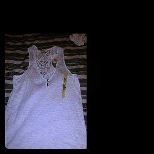 Racer back. Crochet back shirt.