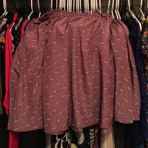 Tea-length Dalmatian print skirt