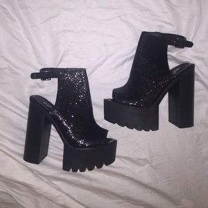 Public Desire glitter wedges sz 7