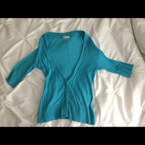 A Blue Half Button Cardigan