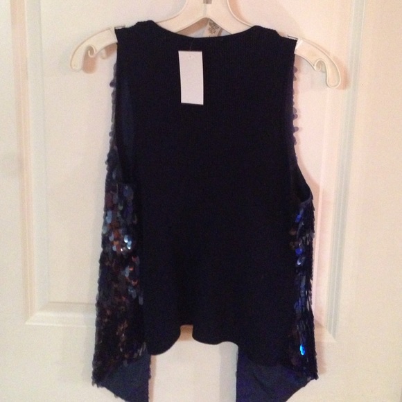 NO TRADES CACHE BLK SEQUINNED KNIT BACK VEST SZ S - Picture 3 of 4
