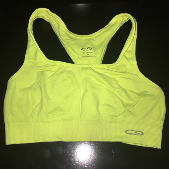 Neon yellow champion sports bra