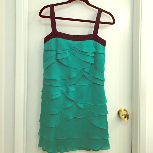 BCBG MaxAzria Dress, Emerald Green Layered/Frills