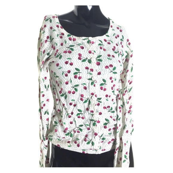H&M Divided Cherry Print Cardigan Size 6
