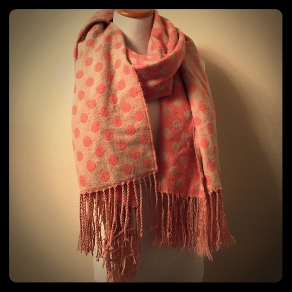 pink Polka dot long scarf