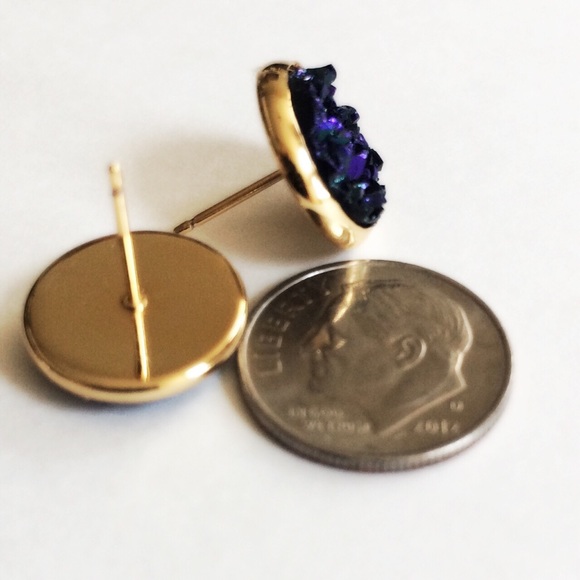 3 for 15🎀 purple-blue chunky Drusy style studs - Picture 3 of 6