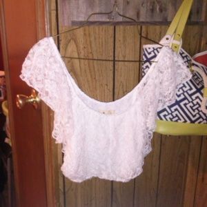 White lacey crop top