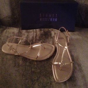 Stuart Weitzman pale gold sandals