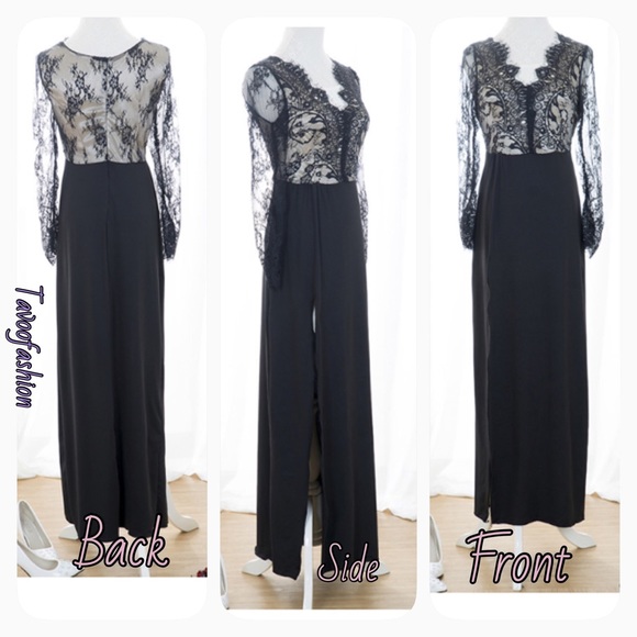 SEXY LACE MAXI CLASSIC LACE DRESS - BLACK - Picture 2 of 2