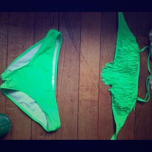 Cute green fringe bathing suit