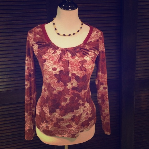 Cinnamon Flowered Long Sleeved Boho Top