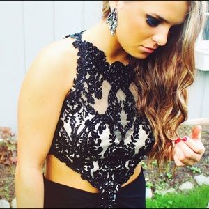 SHERRI HILL BLACK CUTOUT DRESS