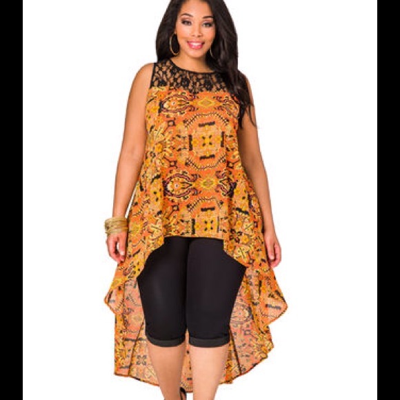 LACE YOKE TRIBAL HI LOW TOP