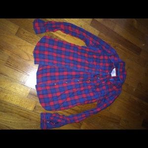blue and red plaid flannel