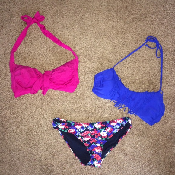 Pink and blue tops with floral bottoms