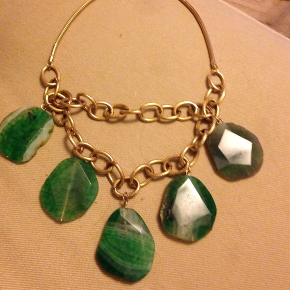 Anthropologie emerald green necklace