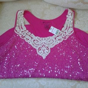 Sequence & Crochet Top *Pink*