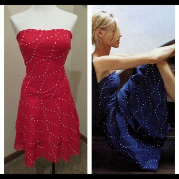 Anthropologie Tiered Red Polka Dot Dress
