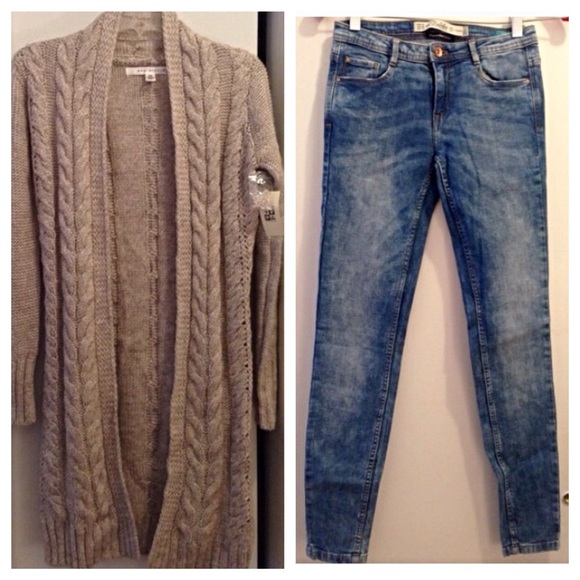 Bundle: Zara skinny jeans + Max Studio cardigan