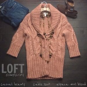 Loft alpaca and wool blend cable knit cardigan