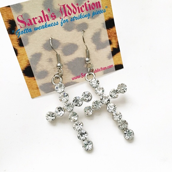 Silver cross earrings