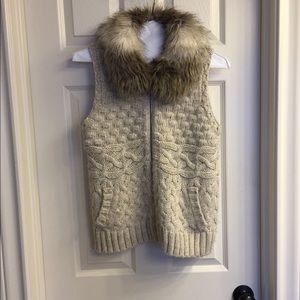 LOFT sweater and fur vest sz L