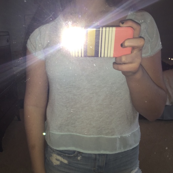 Baby blue hollister flowy shirt w sparkle trim