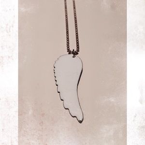 Angel Wing White Vintage Silver Necklace Enamel