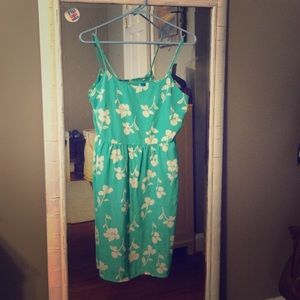 Mint green dress with cream floral print