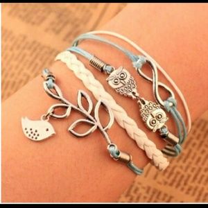 Bird tree Multilayer Leather bracelet