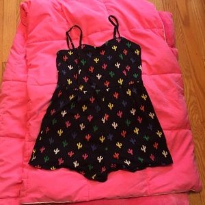 Forever 21 cotton knit "cactus" romper w/straps