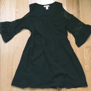 3/4 Bell Sleeve Black Dress