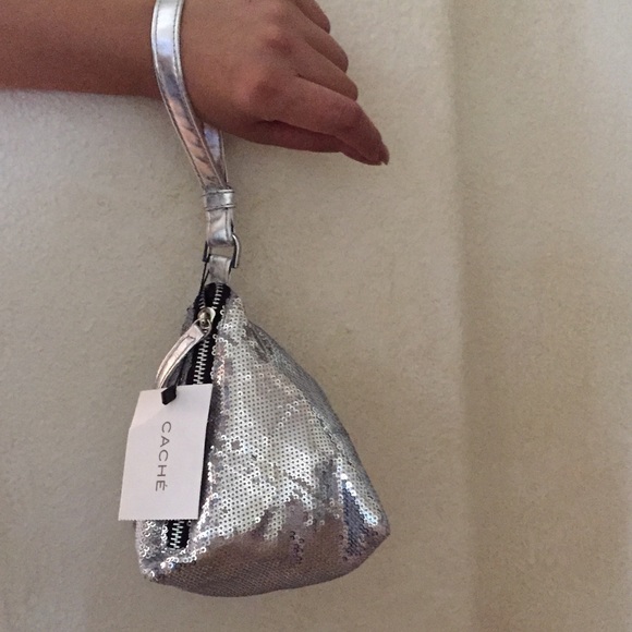 Cache Handbags - ❤💗️HP💕New Silver Sequin Wristlet Evening Bag
