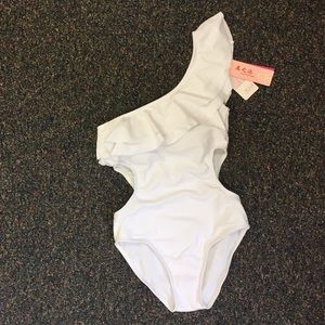 White one piece bathing suit