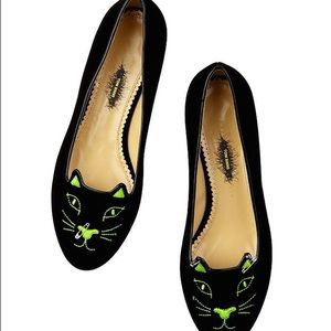 Charlotte Olympia kitty flats. Never worn.
