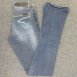 ladies silver jeans with rhinestone button